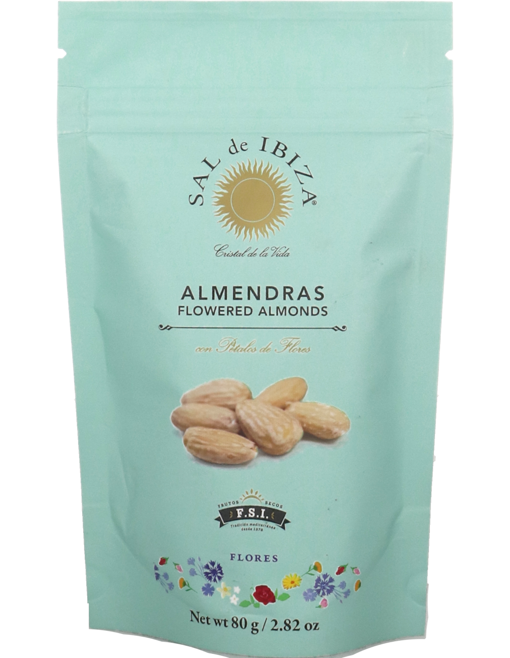 Almendras Flores, 
Mandeln mit Blütensalz
Geröstete Mandeln mit Meersalz und Blütenblättern