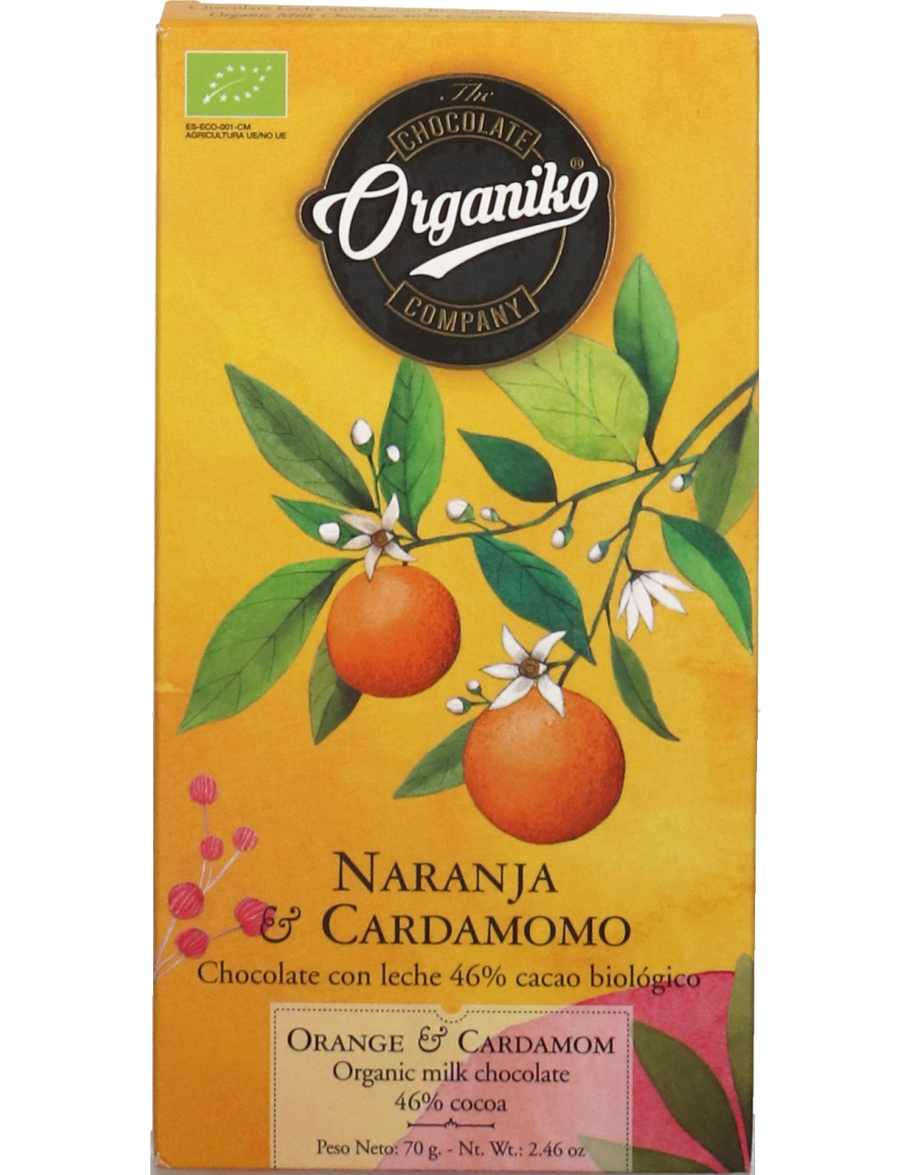 Vollmilchschokolade mit Orange und Kardamom
Naranja & Cardamomo, 46% Kakao